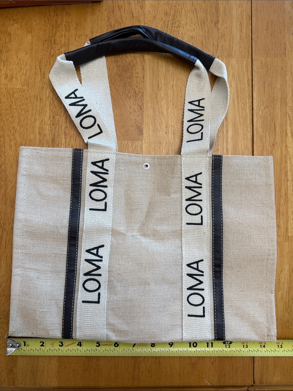 LOMA Beige Canvas Tote Bag with Contrast Straps